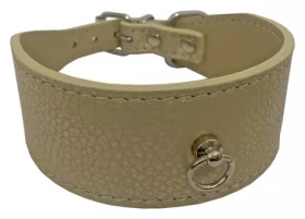 HUHUBAMBOO Obojek pro psy METAL béžový M / Pro chrty / 40 mm x 29-34 cm / Hovězí kůže (355425)