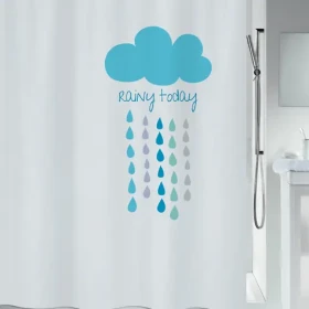 Spirella CLOUD bílý / Sprchový závěs / motiv mrak / 180 x 200 cm / polyester