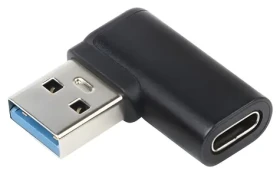 OEM USB-C (F) - USB-A (M) zahnutá 90° černá / Redukce / USB 3.0 / 5 Gbps (kur31-26)