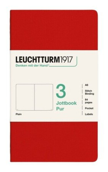 Zápisník Jottbook pur A6, 64l, čistý, Cherry, 3ks