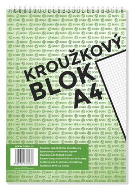 Blok s horní vazbou A4, čtvereček, 50 listů