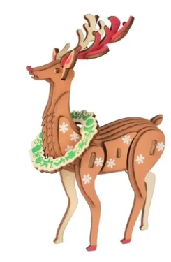 Woodcraft Dřevěné 3D puzzle Vánoční sob