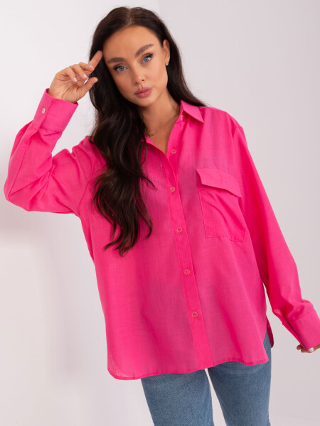 Tmavě růžová volná lněná košile pro ženy
