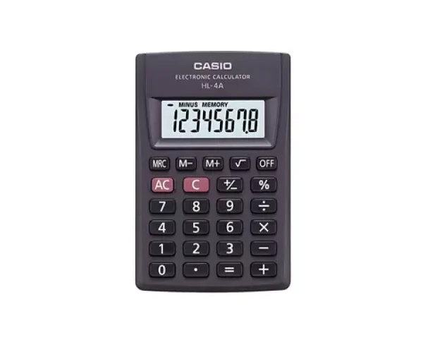 Casio HL-4A-B černá / Kalkulačka / kapesní / 8místný displej / výpočet procent a odmocniny (HL-4A BOX)