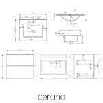 CERANO - Koupelnová skříňka Velora - černá matná, úchytka chrom + keramické umyvadlo Todo - 61x55x46,5 CER-664912