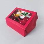 Dortisimo Vánoční dárková krabice červená s okénkem Sněhuláci (22,3 x 15,1 x 7,1 cm)