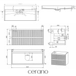 CERANO - Koupelnová skříňka Carole - bílá matná rýhovaná + umyvadlo z lit. mramoru Vita - bílá lesklá - 100x58x46 CER-507249