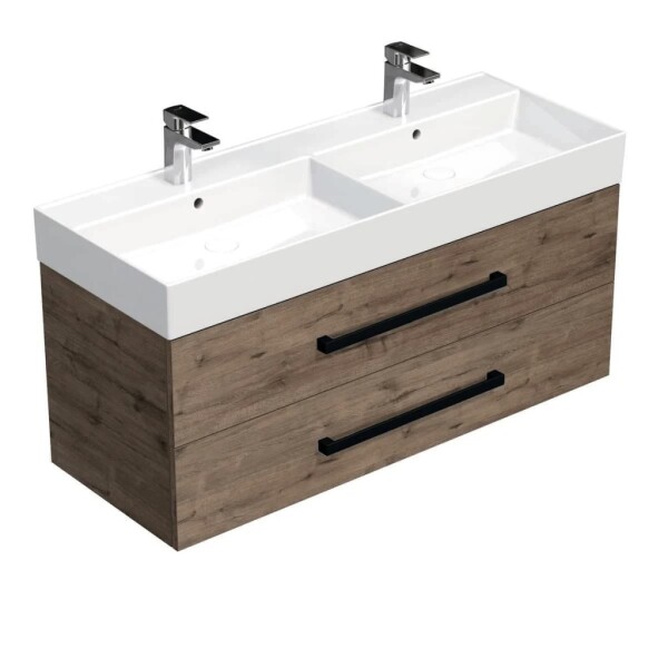 Koupelnová skříňka s černou úchytkou a umyvadlem SAT Cube Way 120x53x46 cm dub Wellington mat CUBE46C1202DWSAT CUBE46C1202DWSAT