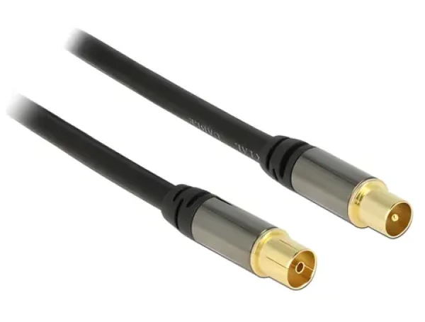Delock černá / Anténní kabel / IEC - IEC / RG-6/U / 75 Ohm / 1 m (88922)