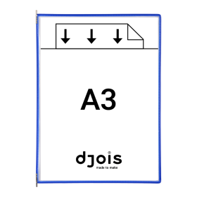 Djois závěsný rámeček s kapsou, A3, otevřený shora, modrý, 10 ks