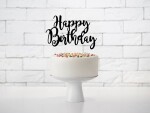 PartyDeco zapichovací dekorace na dort černá Happy Birthday