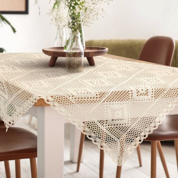 DumDekorace Stylový ubrus s krajkovým lemem - béžový Dĺžka: 85 cm | Šírka: 85 cm
