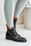 Lakované Boty Na Zip Zateplené Ploché Podpatky S.Barski HY42-717 Černé 37