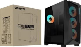 GIGABYTE C301 GLASS V2 černá / E-ATX / 2x USB 3.0 + 1x USB-C 3.2 / 4x 120mm ARGB / bez zdroje / průhledná bočnice (GB-C301G V2)