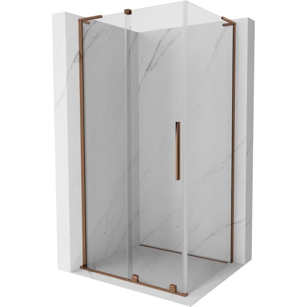 MEXEN/S - Velar L sprchový kout, posuvné dveře 90 x 110, transparent, růžové zlato 871-090-110-03-60