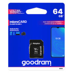 GOODRAM microSDXC 64GB + adaptér / Class 10 / UHS-I U1 / R: 100 MBs / W:10 MBs (M1AA-0640R12)