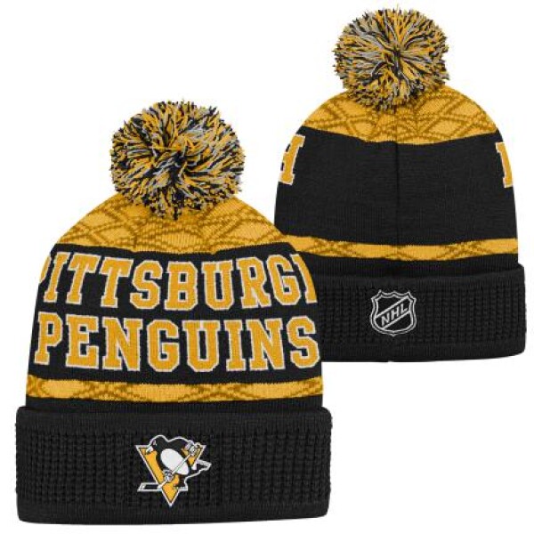 Outerstuff Dětská zimní čepice Pittsburgh Penguins NHL Puck Pattern Cuffed Pom