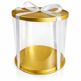 Cake Star Cake Star Plastový kulatý box na dorty bez stuhy 4Cake zlatý (31 x 31 x 34 cm)