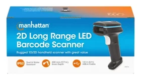Manhattan Čtečka čárových kódů 1D/2D černá / Ruční čtečka / IP52 / 45 cm / USB (154116)
