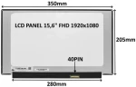 15,6" SIL LCD panel FHD IPS matný 144Hz / Náhradní díl / 40 PIN / bez úchytů / LED (77030550)