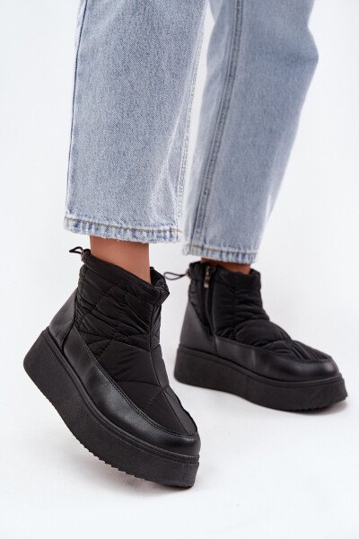 Dámské zimní boty na platformě vyhřívané kožešinkou černé Tahlira 38