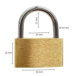 Zámek visací mosazný, 40 mm