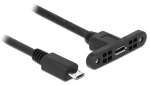 DeLock USB 2.0 / Prodlužovací kabel / Micro-USB B samec-samice / 0,25 m / pro montáž do panelu (85245)