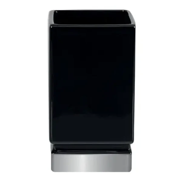 Spirella ROMA kelímek na kartáčky černý / keramika / stříbrný podstavec (7610583179722)