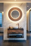 SAPHO - PRIDE STRIP kulaté zrcadlo s LED osvětlením v rámu ø 75cm, bronz PD754