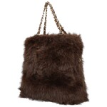Módní dámská plyšová kabelka do ruky Lilith, tmavě hnědá