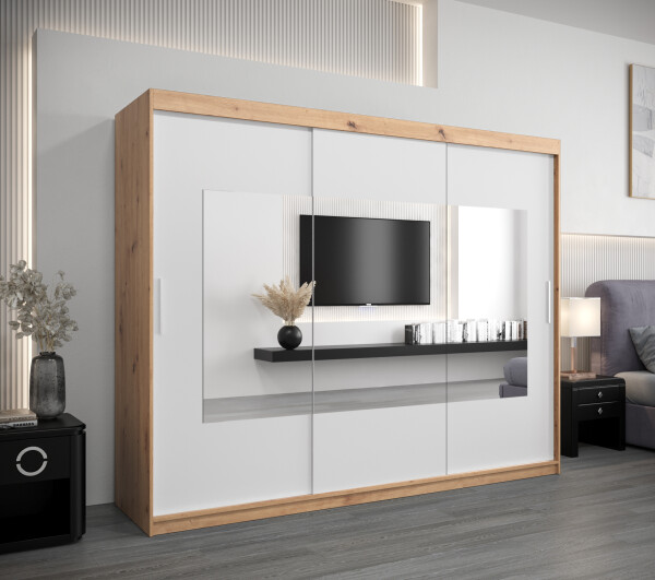 Šatní skříň Abi To Barva korpusu: Dub artisan, Rozměry: 250 cm, Dveře: Bílá