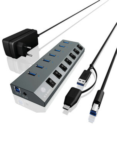 IcyBox IB-HUB1701-C3 USB Hub černá / 7x USB 3.0 (60838)