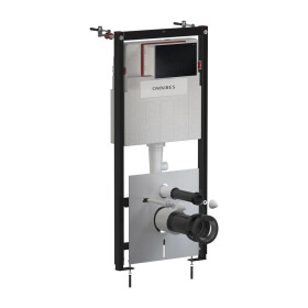 OMNIRES - SET: STRONGFRAME Rám do podomítkové instalace s ECO splachováním + MINIMAL splachovací tlačítko, matná černá STFWCECO1M-RBLM