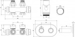 MEXEN/S - G00 úhlová termostatická souprava pro radiátor/středová + krycí rozeta R, Duplex, DN50, černá W908-900-905-70
