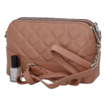 Módní prošívaná dámská koženková crossbody Freay, růžová