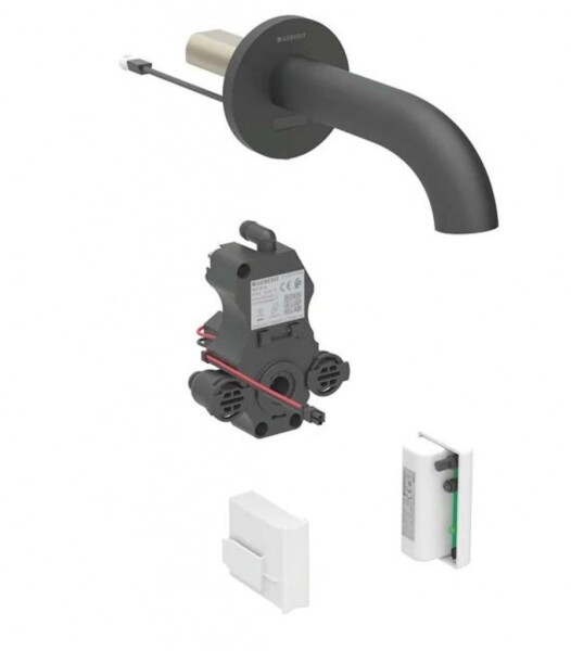 GEBERIT - Piave Elektronická umyvadlová baterie pod omítku, napájení z generátoru, easy to clean, matná černá 116.286.14.1