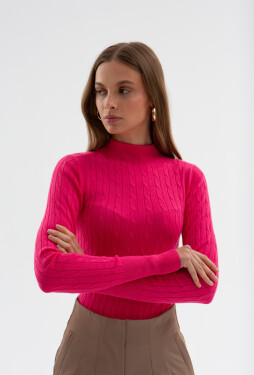Monnari Svetry a kardigany Viskózový svetr s copánkovou vazbou Multi Pink