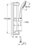 GROHE - Euphoria Sada sprchové hlavice Massage 110, tyče a hadice, 3 proudy, kartáčovaný tmavý grafit 27226AL1