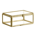 MADAM STOLTZ Skleněný box Brass – menší, zlatá barva, sklo, kov