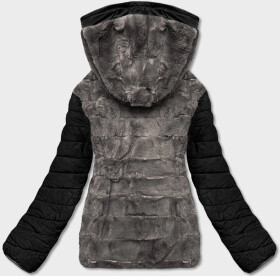 Černo-šedá krátká oboustranná dámská zimní bunda (2M-21507) odstíny černé S (36)
