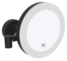 SAPHO - X-ROUND BLACK kosmetické zrcátko závěsné LED, Ø 200, černá mat XR016B