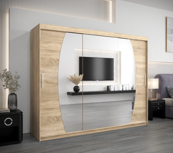 Šatní skříň Abi E0 Barva korpusu: Dub Sonoma, Rozměry: 250 cm, Dveře: Dub sonoma