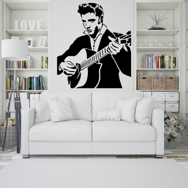 Samolepka Elvis Presley Barva: černá, Velikost: 40 x 38 cm