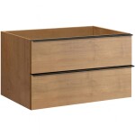 CERANO - Koupelnová skříňka pod umyvadlo s úchytkou Velora - dub medový, černá úchytka - 79x53x46,5 CER-665125