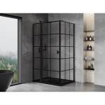 MEXEN/S - Mist T sprchový kout dveře křídlové levá 115 x 85, černá dekor, černá 8A4T-115-085-70-77-L