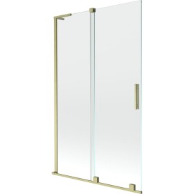 MEXEN/S - Velar L dvoukřídlá posuvná vanová zástěna 110 x 150, transparent, zlatá kartáčovaná 896-110-003-01-55