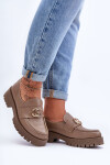Dámské kožené polobotky s ozdobou tmavě béžové Rosefalls 37