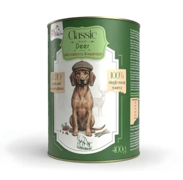 Syta Micha Classic Mono jelení s brusinkami 400 g / Konzerva pro psy / bez obilovin / citlivé trávení