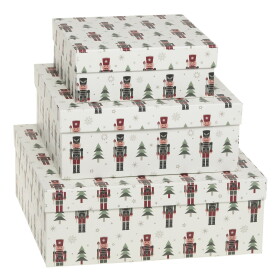 Chic Antique Dárková krabice Nutcrackers White – set 3 ks, bílá barva, papír