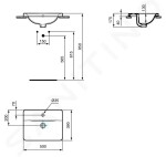 IDEAL STANDARD - Connect Umyvadlo zápustné, 500x390 mm, s přepadem, 1 otvor pro baterii, Ideal Plus, bílá E5043MA